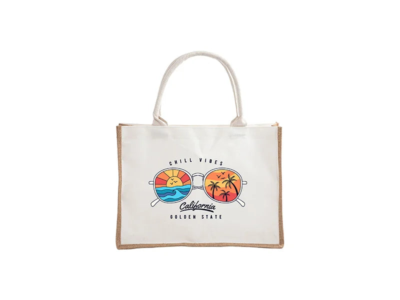 DTF Printable Blank Linen Tote Bag with Bleached Canvas