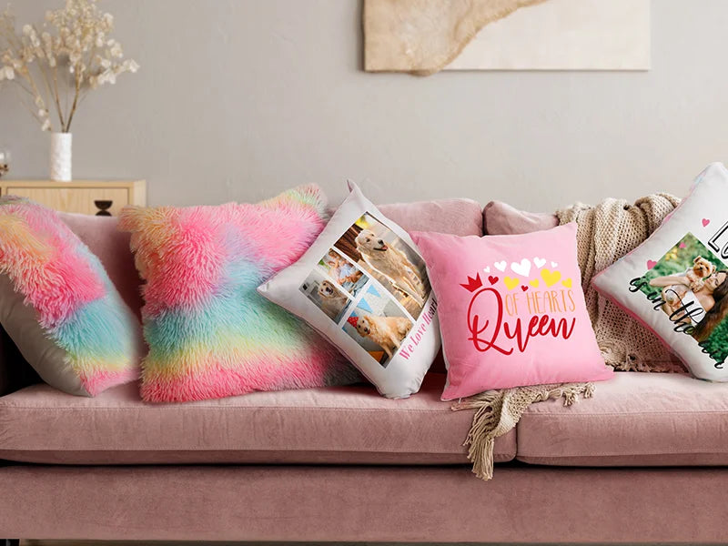 Two-Tone Sublimation Blanks Pillow Cover (40*40cm/15.7inch x 15.7inch, Light Pink)
