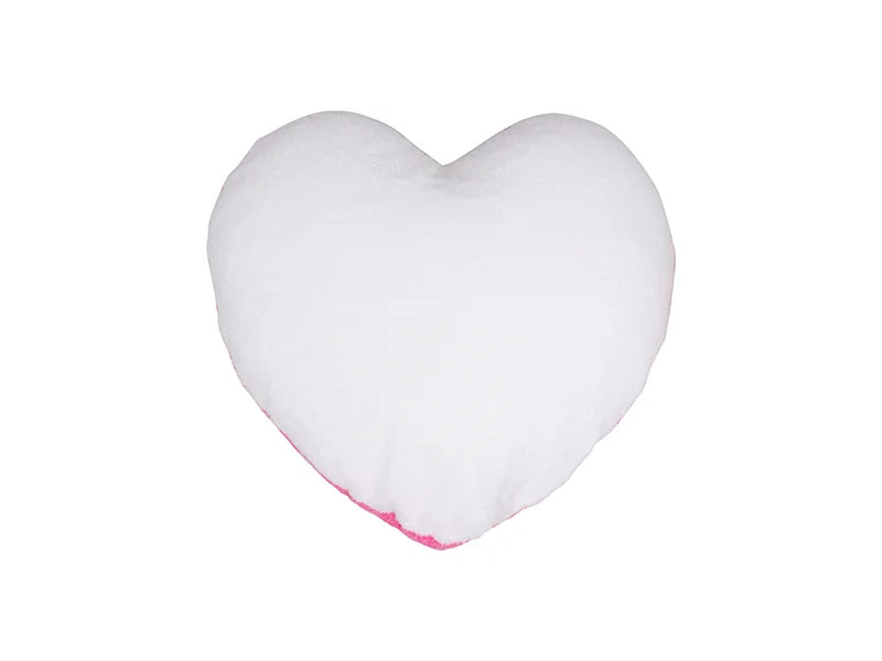 Sublimation Heart Shaped Blended Plush Pillow Cover(White w/ Pink, 40*40cm)