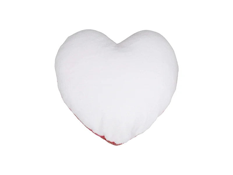 Sublimation Heart Shaped Blended Plush Pillow Cover(White w/ Red, 40*40cm)
