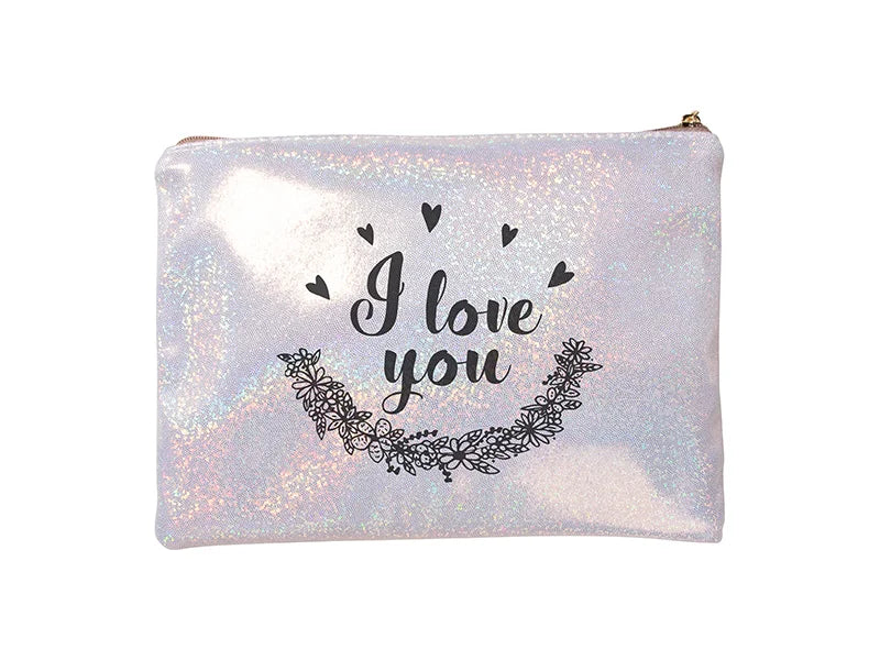 Sublimation Champagne Glitter Pencil/Makeup Case(16.5*23cm)