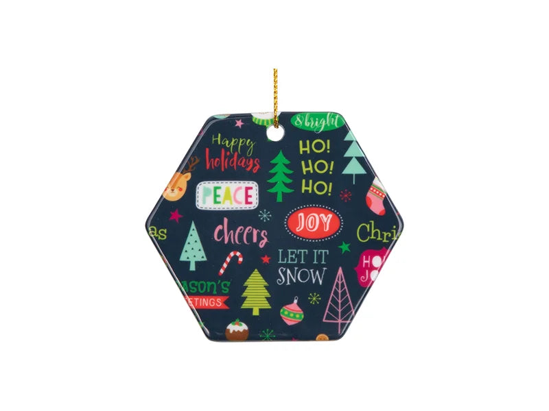 Sublimation 3inch Hexagon Ceramic Ornament