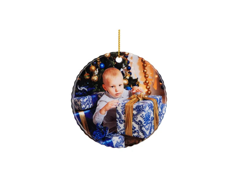Sublimation 3inch Round Ceramic Ornament with Small Gear
