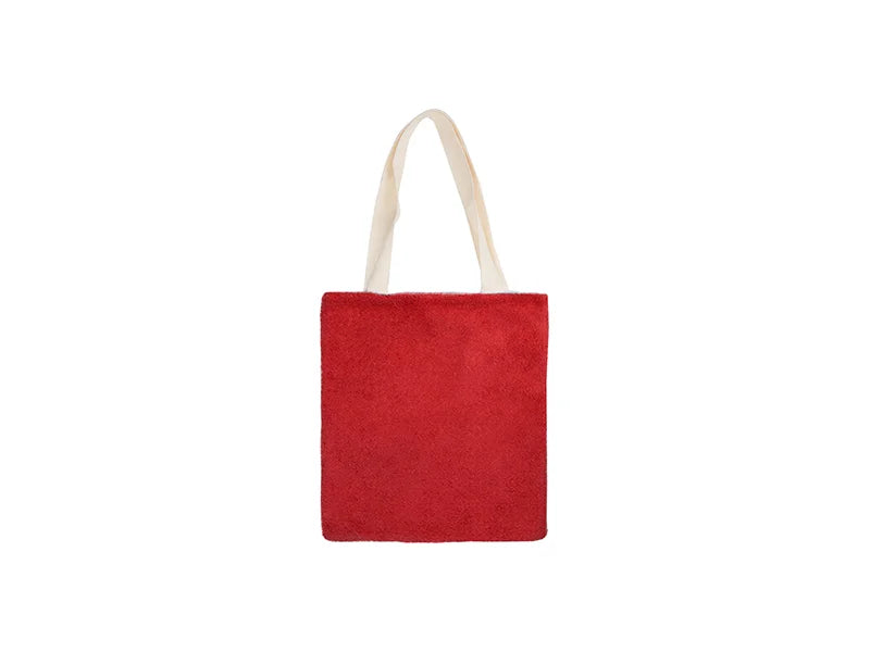 Sublimation Blended Plush Tote Bag (White w/ Red, 34*37cm)