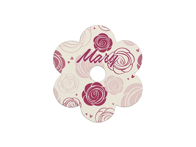 Sublimation Blanks Hardboard Name Tag (8.1*8.1*0.3cm,Peach Blossom Shape)