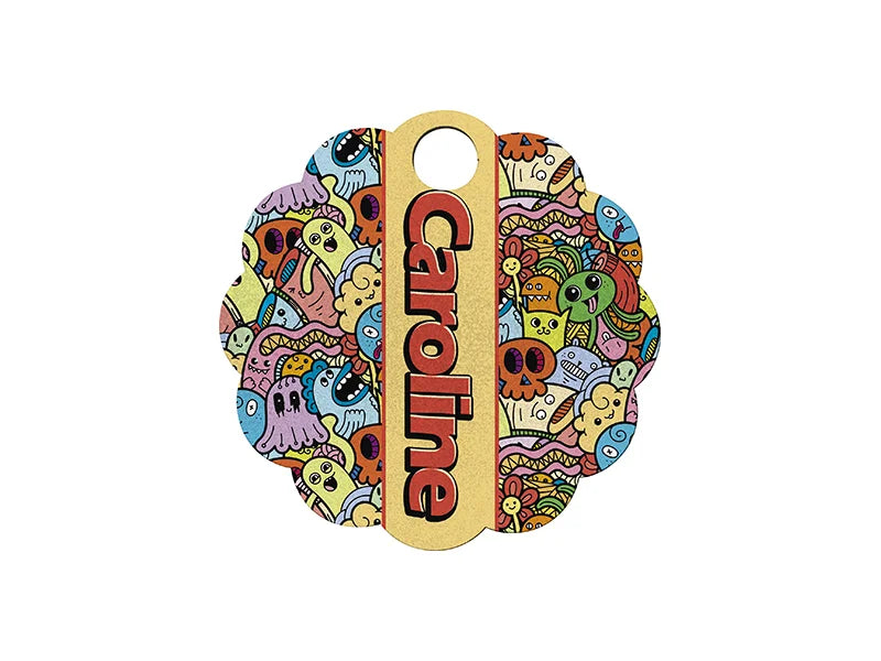 Sublimation Blanks HB Glitter Name Tag for 40oz Stanley Tumbler (8.2*8.2*0.3cm,Lace RND Shape)