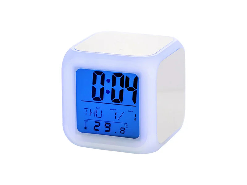 Sublimation Glowing Led 7 Color Change Digital Alarm Clock