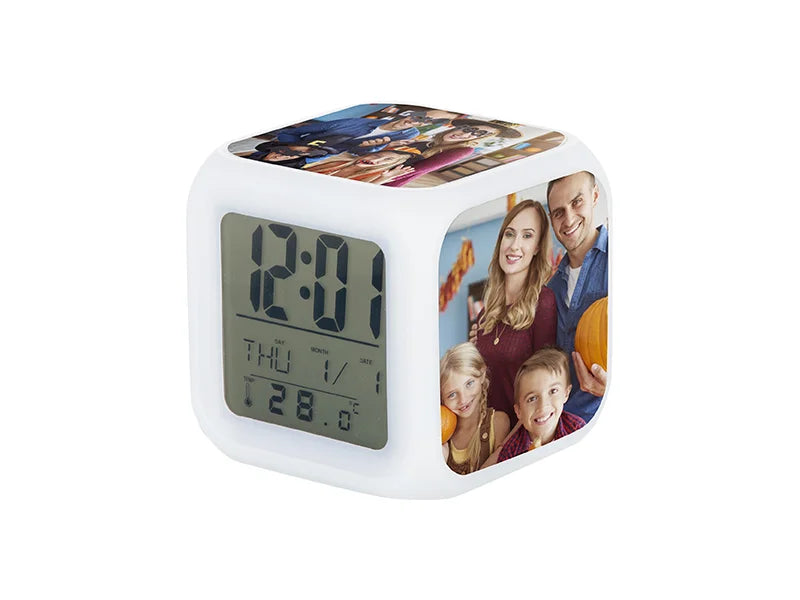 Sublimation Glowing Led 7 Color Change Digital Alarm Clock