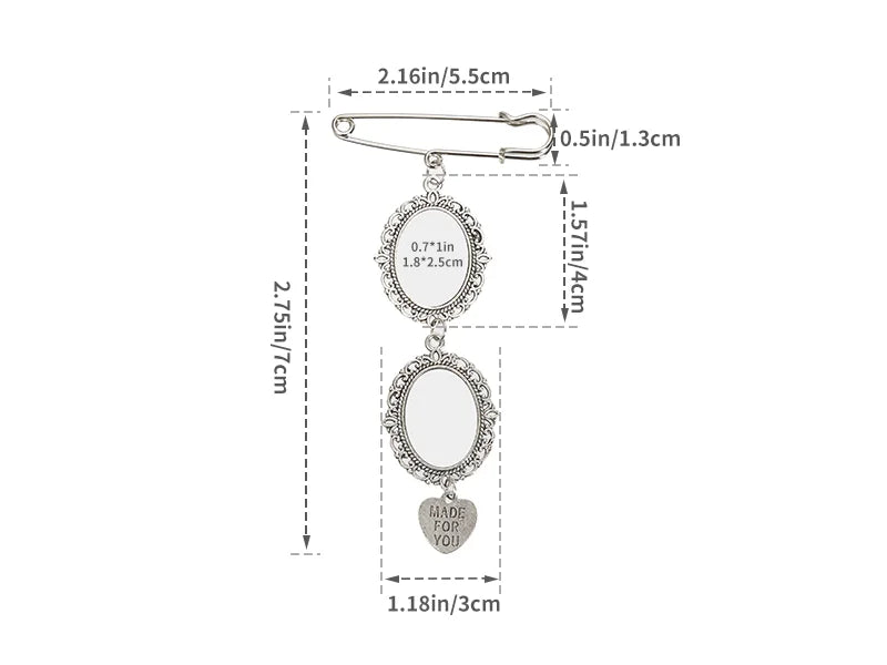 Sublimation Blanks Oval Name Badge w/ Heart Pendant (Silver)