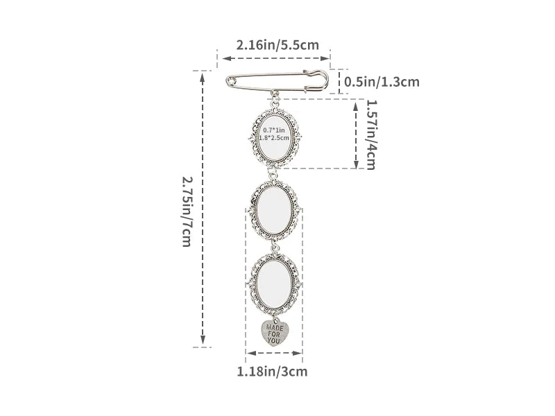 Sublimation Blanks Oval Name Badge w/ Heart Pendant (Silver)