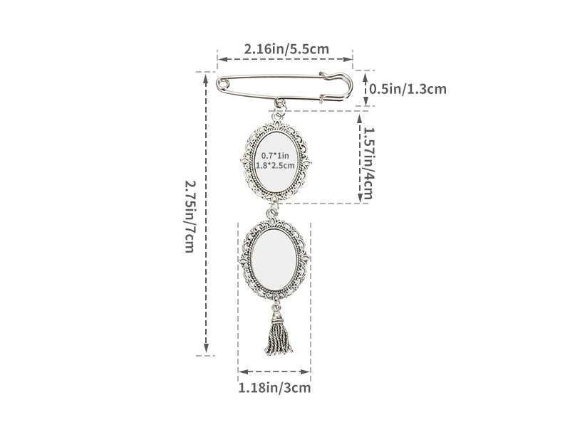 Sublimation Blanks Oval Name Badge w/ Tassel Pendant (Silver)