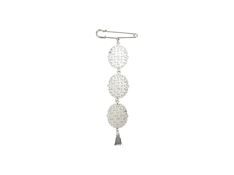 Sublimation Blanks Oval Name Badge w/ Tassel Pendant (Silver)