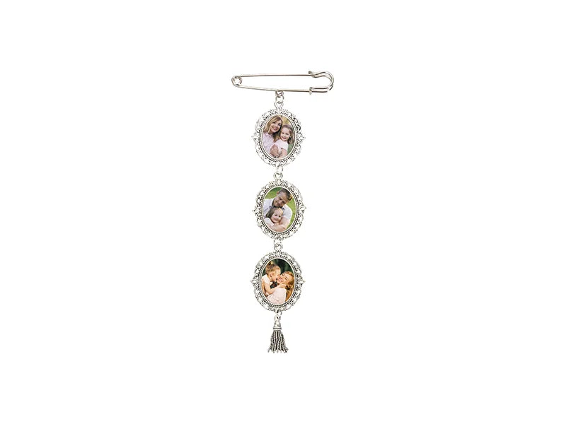 Sublimation Blanks Oval Name Badge w/ Tassel Pendant (Silver)