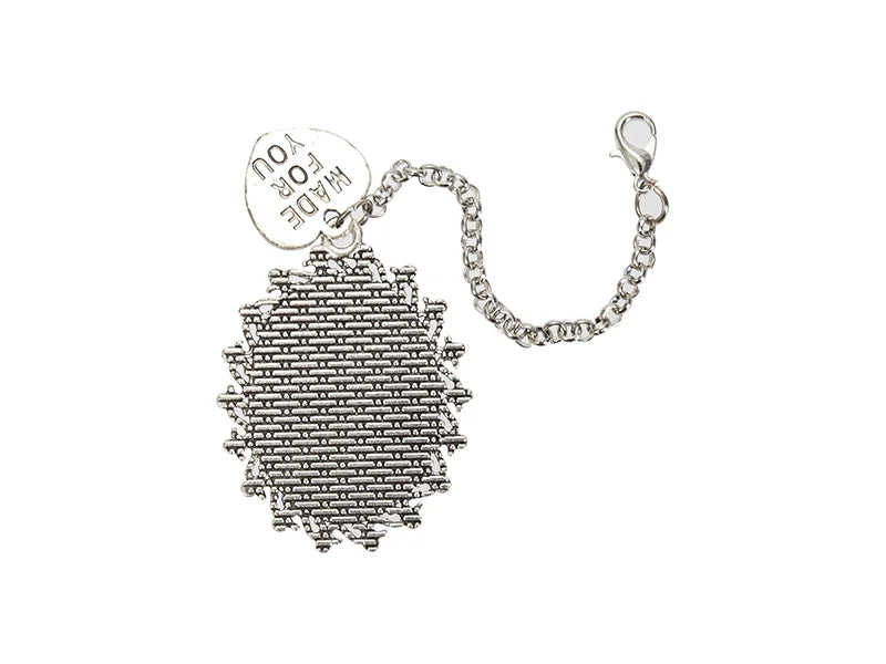 Sublimation Blanks Pin Brooch Charm w/ Heart Pendant (Oval, 1.8*2.5cm)