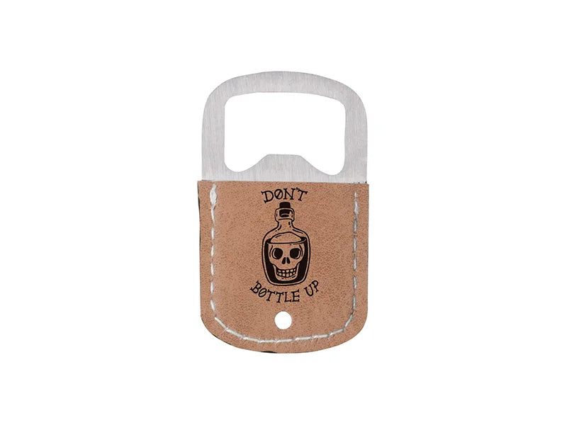 Sublimation PU Stainless Steel Bottle Opener (Brown, 3.2*5.2cm)