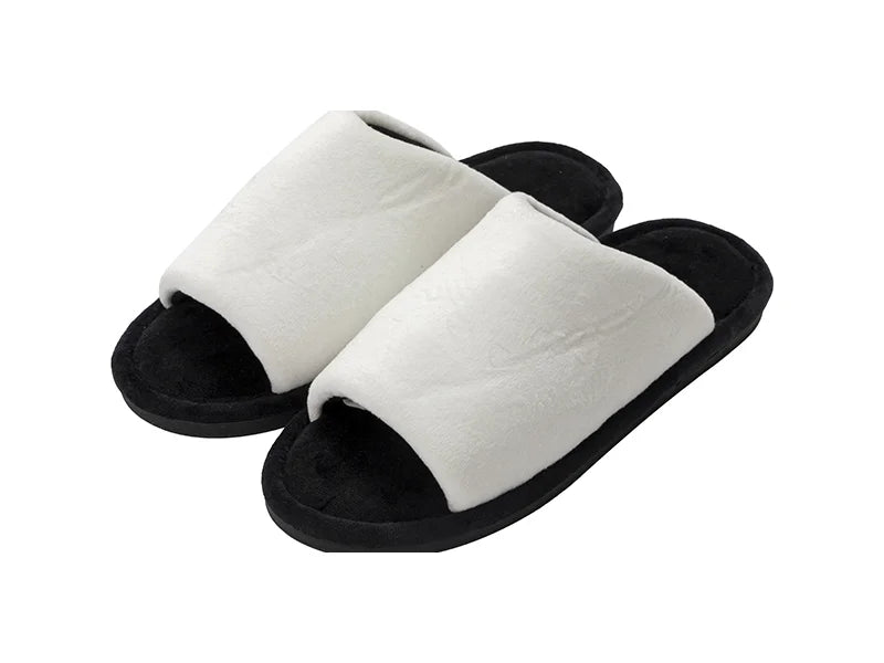 Sublimation Adult Fuzzy Slippers (White/Black, 42-43#)
