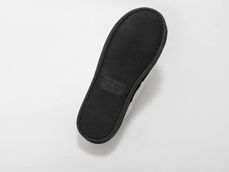 Sublimation Adult Fuzzy  Close Toe Slippers (White/Black, 38-39#)