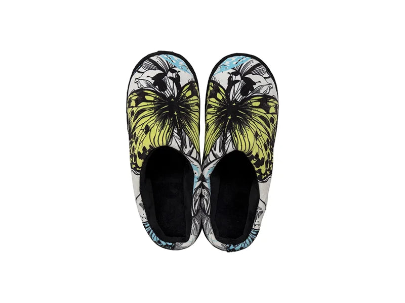 Sublimation Adult Fuzzy  Close Toe Slippers (White/Black, 38-39#)