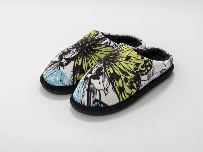 Sublimation Adult Fuzzy  Close Toe Slippers (White/Black, 38-39#)