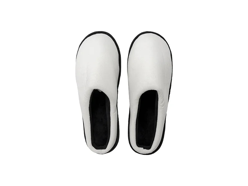 Sublimation Adult Fuzzy  Close Toe Slippers (White/Black, 42-43#)