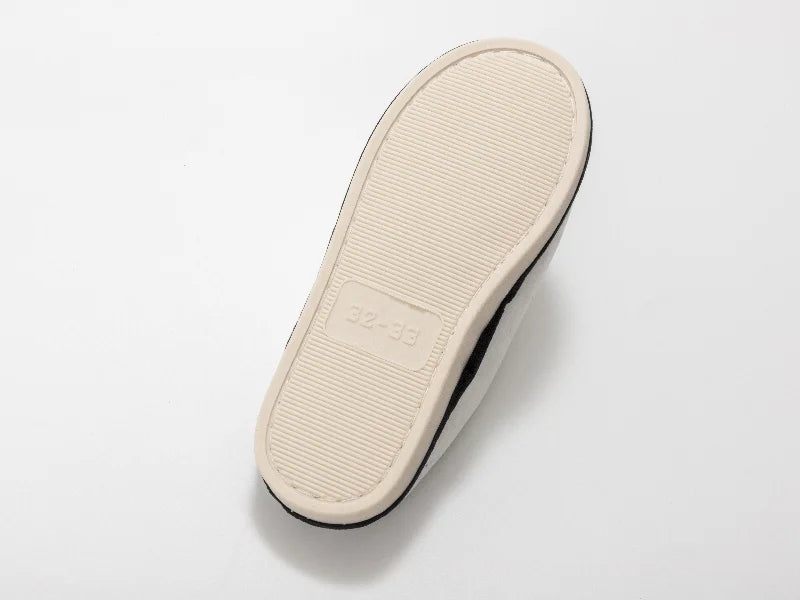 Sublimation Kids Fuzzy  Close Toe Slippers  (White/Black, 32-33#)