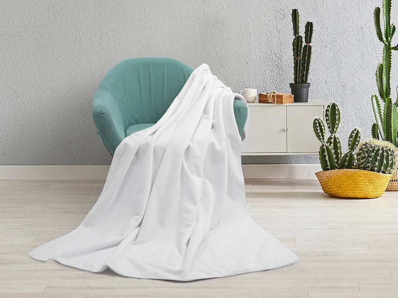 Arctic Fleece Lined Sublimation Microfiber Blanket(Full White, 76*101cm/30inchx 40inch)
