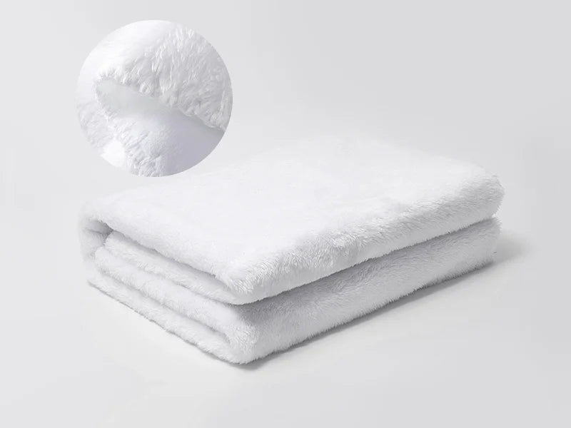 Arctic Fleece Lined Sublimation Microfiber Blanket(Full White, 76*101cm/30inchx 40inch)