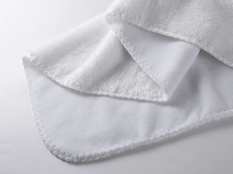 Arctic Fleece Lined Sublimation Microfiber Blanket(Full White, 127*152cm/50inchx 60inch)
