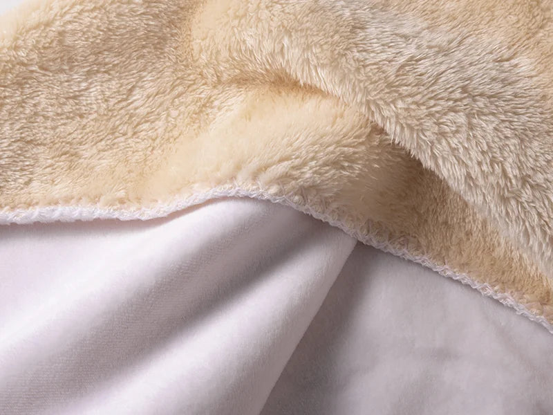 Arctic Fleece Lined Sublimation Microfiber Blanket(Khaki/White, 152*203cm/60inchx 80inch)
