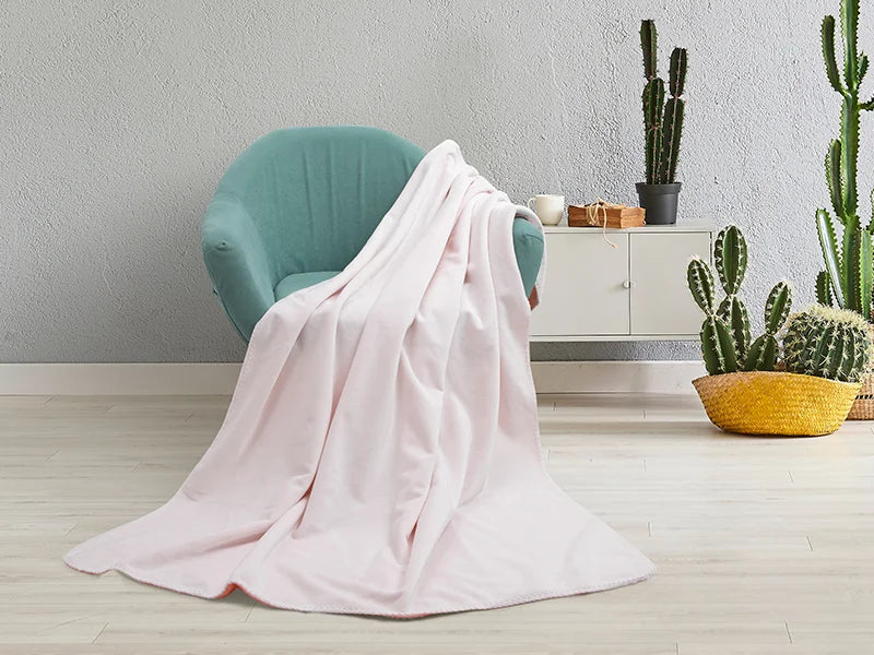 Arctic Fleece Lined Sublimation Microfiber Blanket(Coral Pink/White, 152*203cm/60inchx 80inch)
