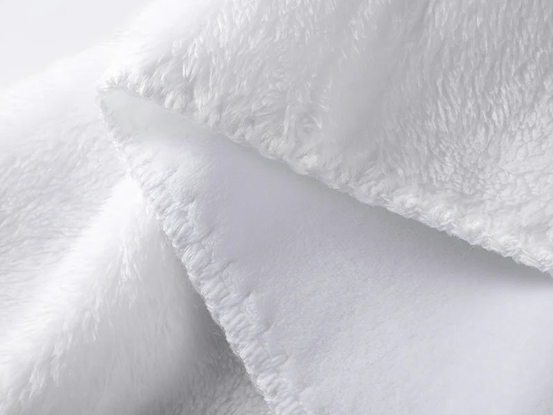 Arctic Fleece Lined Sublimation Microfiber Blanket(Full White, 152*203cm/60inchx 80inch)