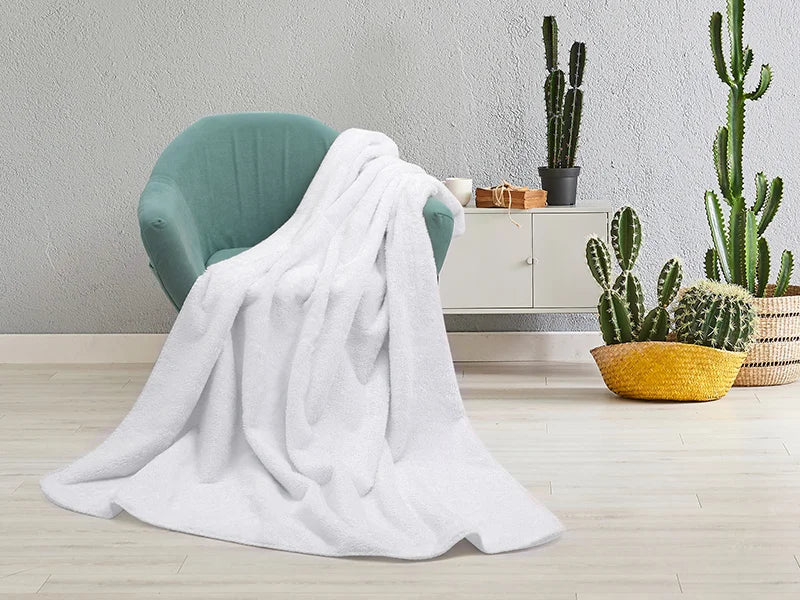 Arctic Fleece Lined Sublimation Microfiber Blanket(Full White, 152*203cm/60inchx 80inch)
