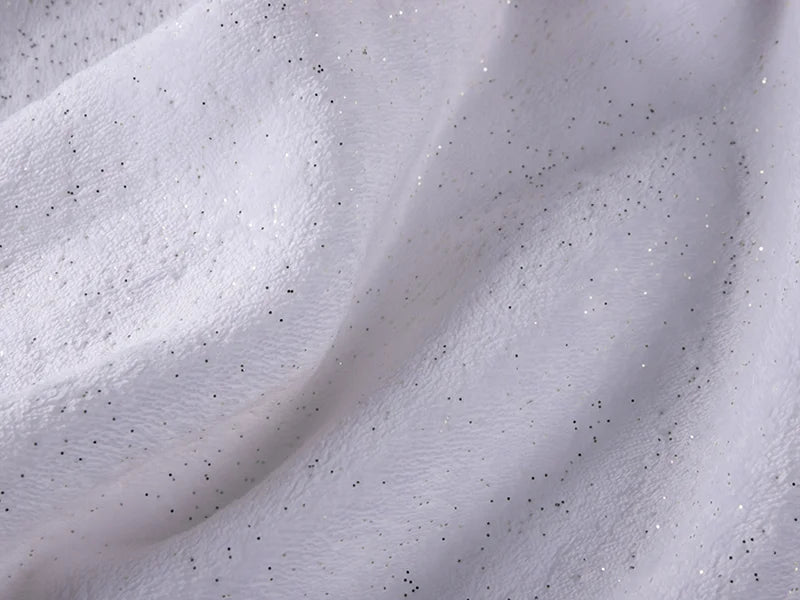 Silver Glitter Sublimation Minky Blanket(White, 127*152cm/50inchx 60inch)