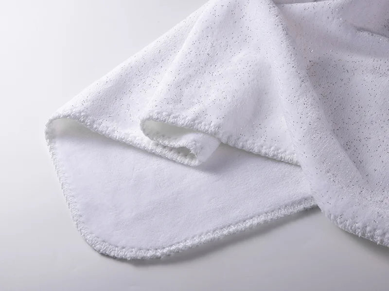 Silver Glitter Sublimation Minky Blanket(White, 127*152cm/50inchx 60inch)