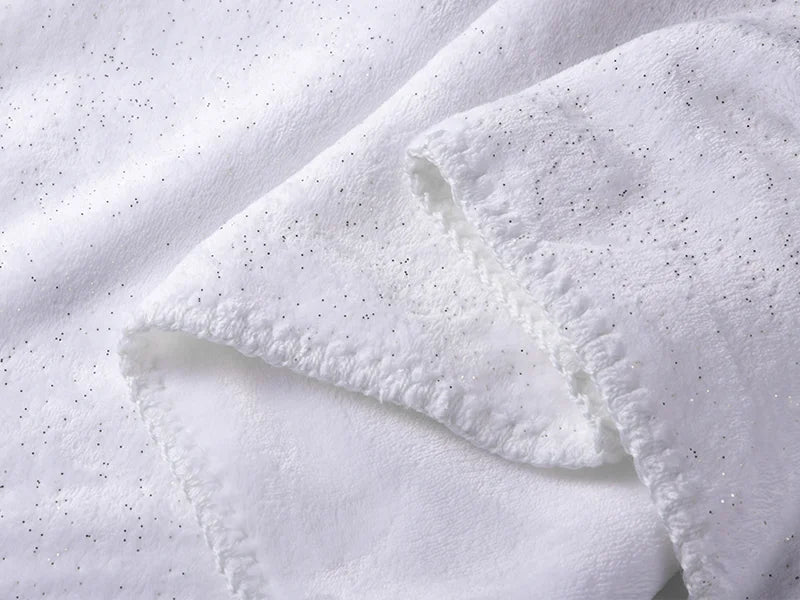 Silver Glitter Sublimation Minky Blanket(White, 152*203cm/60inchx 80inch)