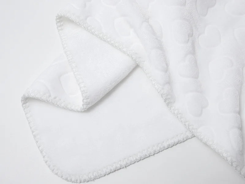Heart Embossed Sublimation Minky Blanket(White, 127*152cm/50inchx 60inch)