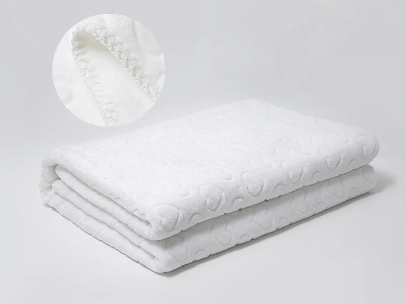 Heart Embossed Sublimation Minky Blanket(White, 152*203cm/60inchx 80inch)