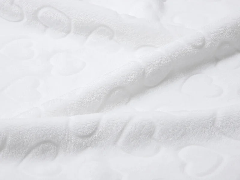 Heart Embossed Sublimation Minky Blanket(White, 152*203cm/60inchx 80inch)