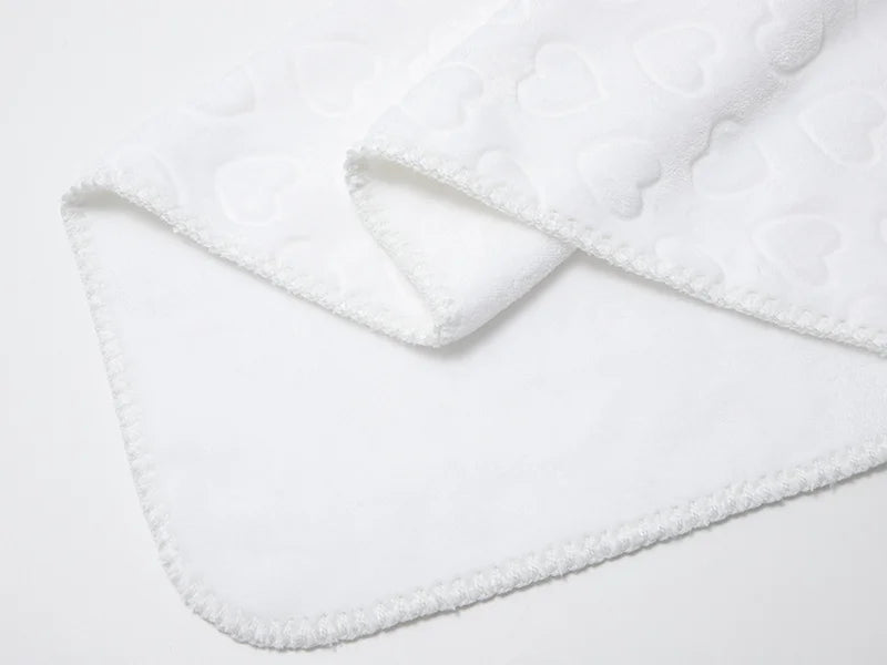 Heart Embossed Sublimation Minky Blanket(White, 152*203cm/60inchx 80inch)