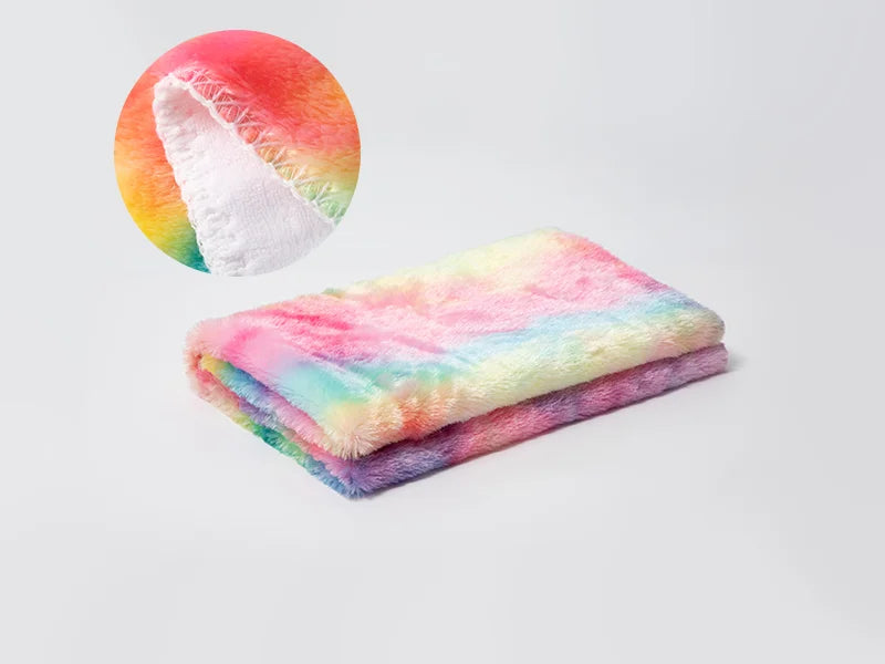 Tie Dyed PV Fleece Lined Sublimation Minky Blanket(White, 76*101cm/30inchx 40inch)