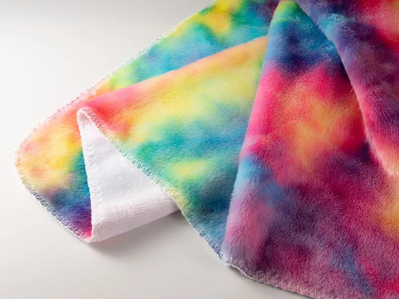 Tie Dyed PV Fleece Lined Sublimation Minky Blanket(White, 127*152cm/50inchx 60inch)