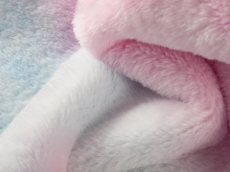 Tie Dyed Faux Fur Lined Sublimation Minky Blanket(White, 76*101cm/30inchx 40inch)