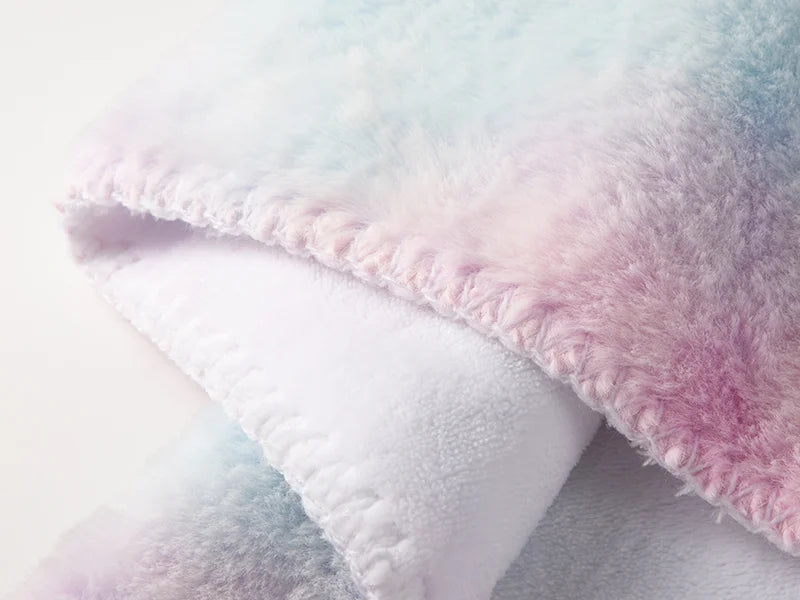 Tie Dyed Faux Fur Lined Sublimation Minky Blanket(White, 127*152cm/50inchx 60inch)