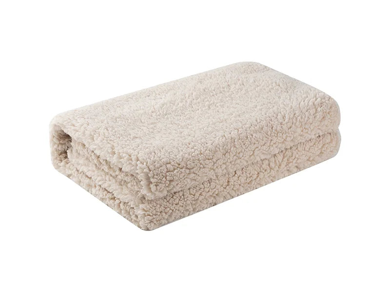 Sherpa Lined Sublimation Minky Blanket(Khaki/White, 76*101cm/30inchx 40inch)