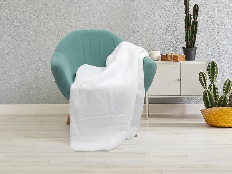 Sherpa Lined Sublimation Minky Blanket(Khaki/White, 76*101cm/30inchx 40inch)