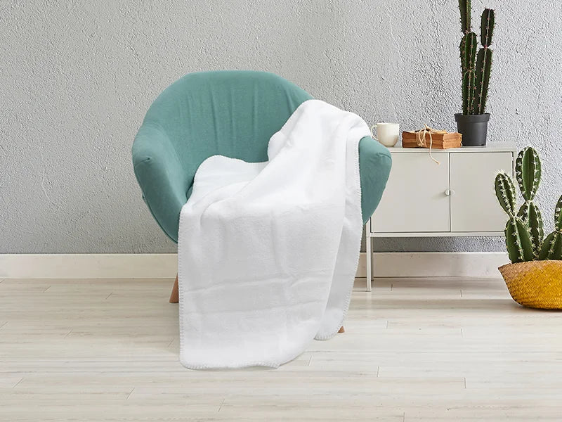 Sherpa Lined Sublimation Minky Blanket(Full White, 76*101cm/30inchx 40inch)
