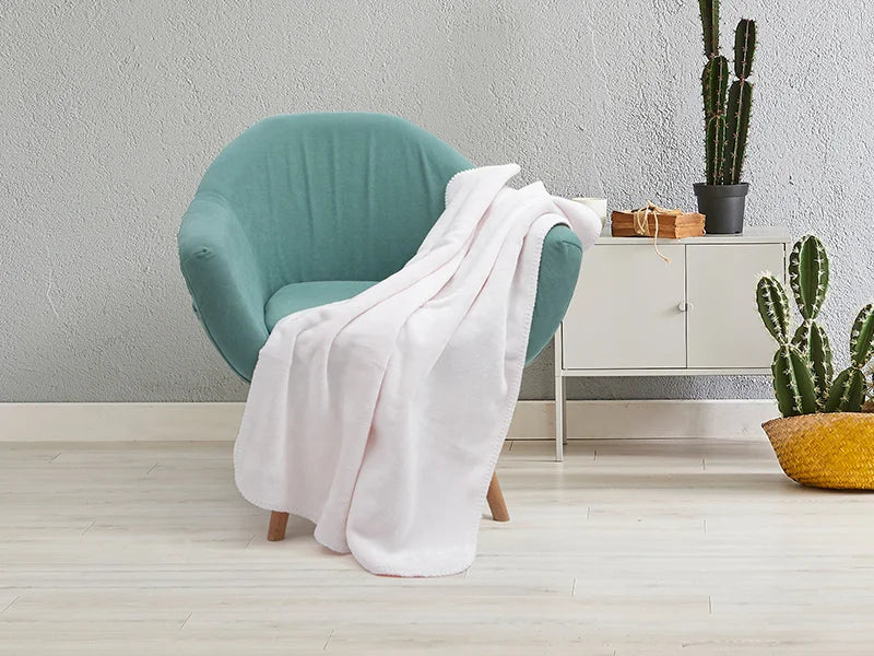 Sherpa Lined Sublimation Minky Blanket(Pink/White, 127*152cm/50inchx 60inch)