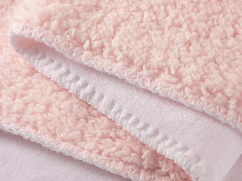 Sherpa Lined Sublimation Minky Blanket(Pink/White, 127*152cm/50inchx 60inch)
