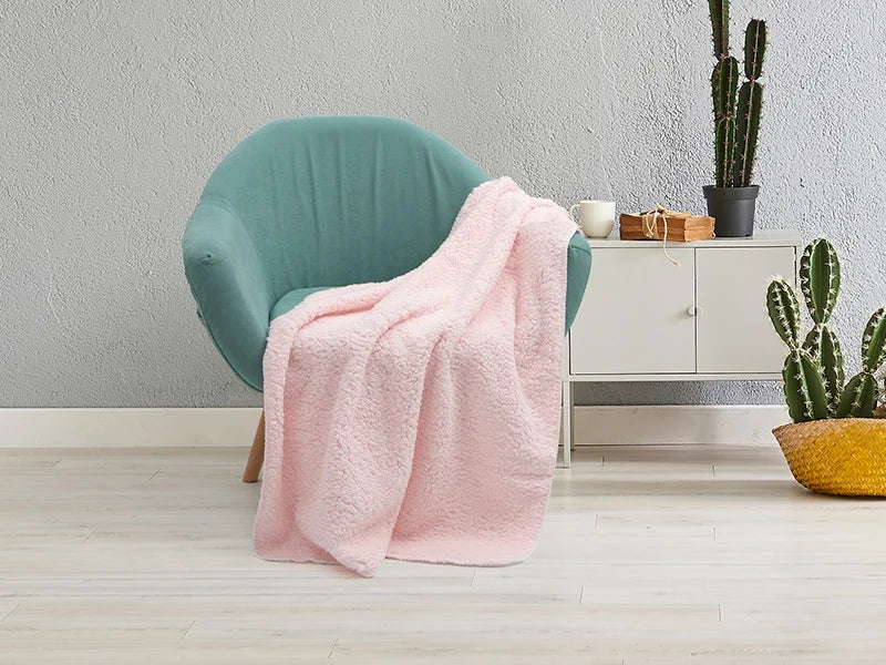 Sherpa Lined Sublimation Minky Blanket(Pink/White, 127*152cm/50inchx 60inch)