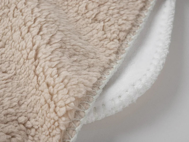 Sherpa Lined Sublimation Minky Blanket(Khaki/White, 152*203cm/60inchx 80inch)